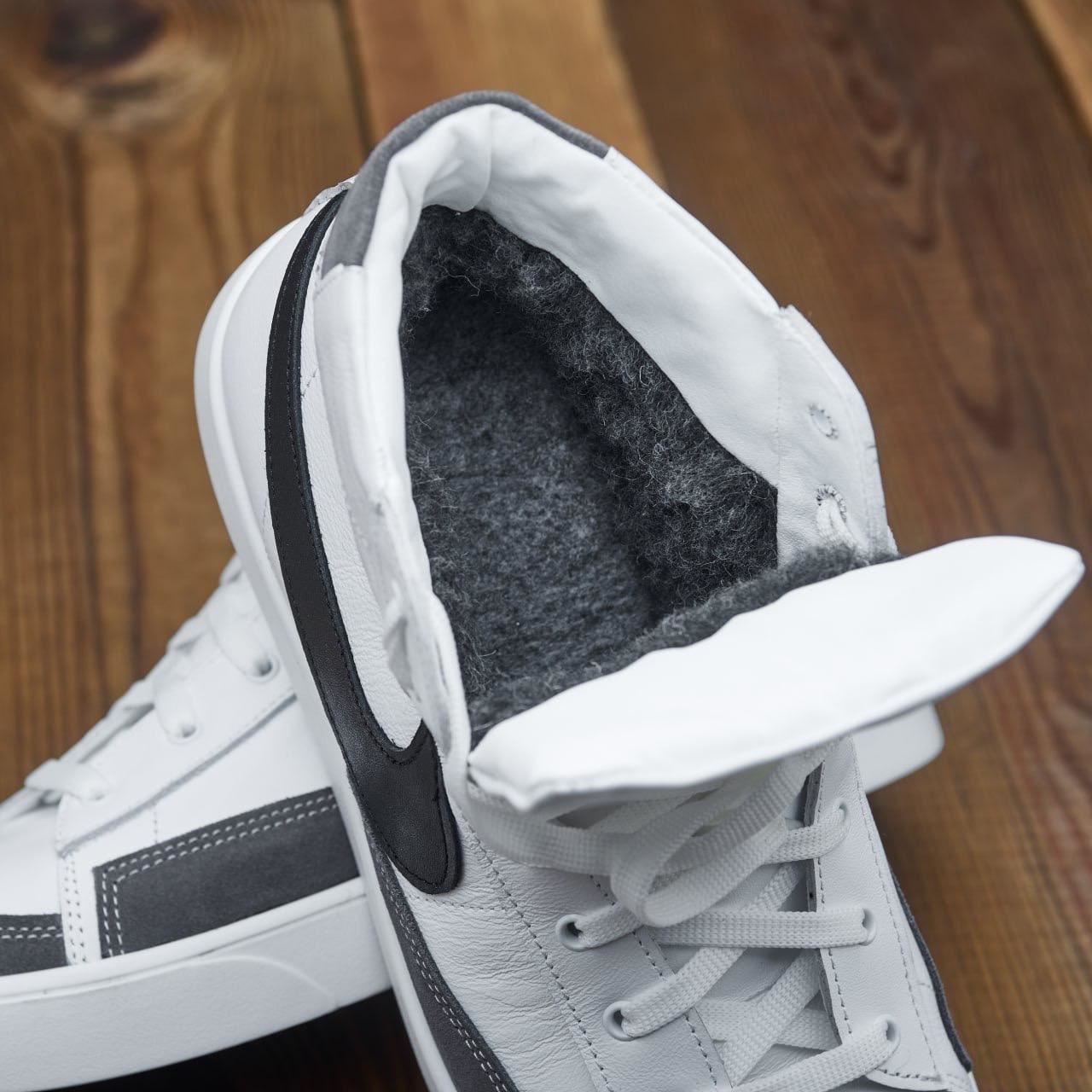 Чоловічі зимові шкіряні кросівки Nike Blazer White (Харків)