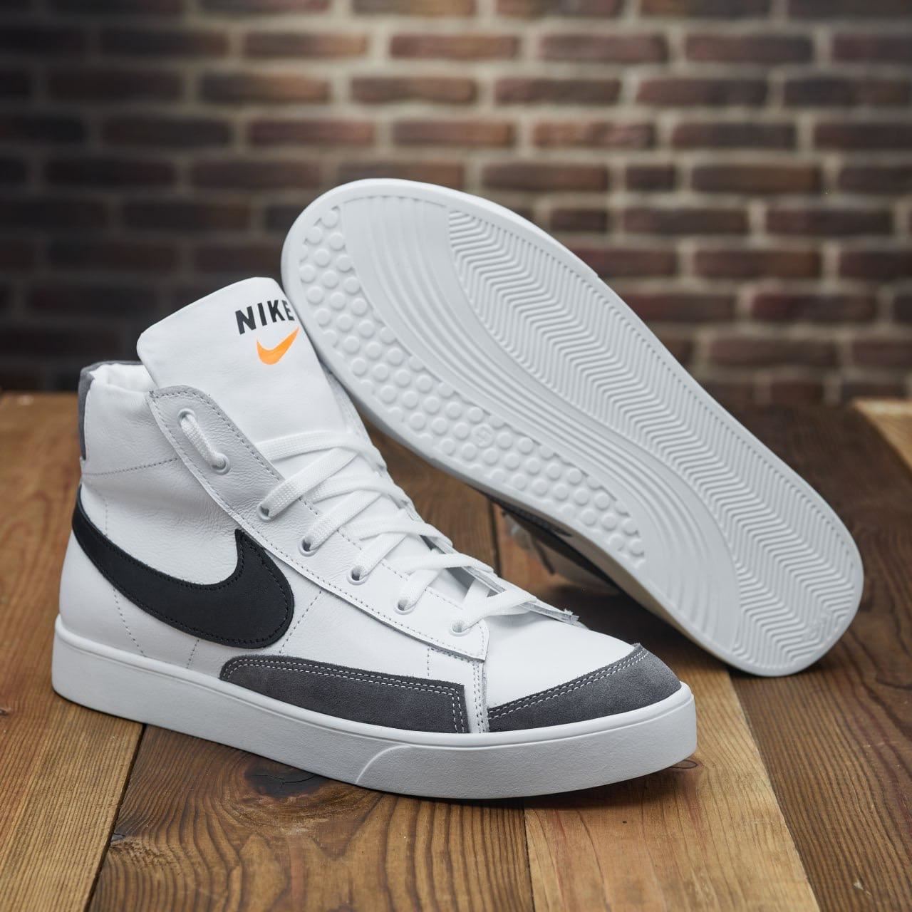 Чоловічі зимові шкіряні кросівки Nike Blazer White (Харків)