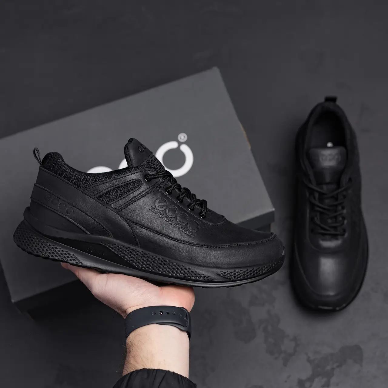 Чоловічі шкіряні кросівки Е-series Natural Motion Black (Харків)