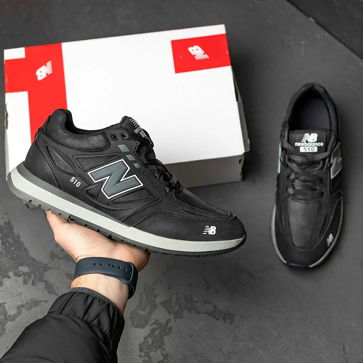 Чоловічі шкіряні кросівки NB 510 LE BLACK (Харків)